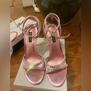 Nine West Pink Strappy Sparkly Sandals